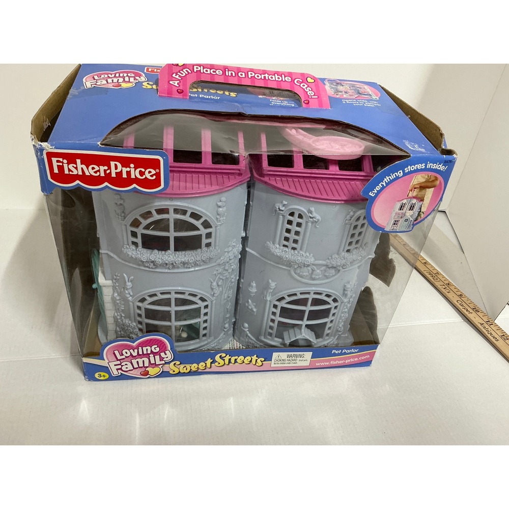Fisher-Price Vintage Loving Family Sweet Streets Pet Parlor Portable Playset